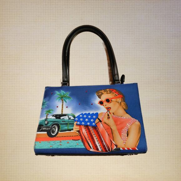 Rockabilly Pin-up Style y2k Americana Shoulder Bag - Picture 1 of 8